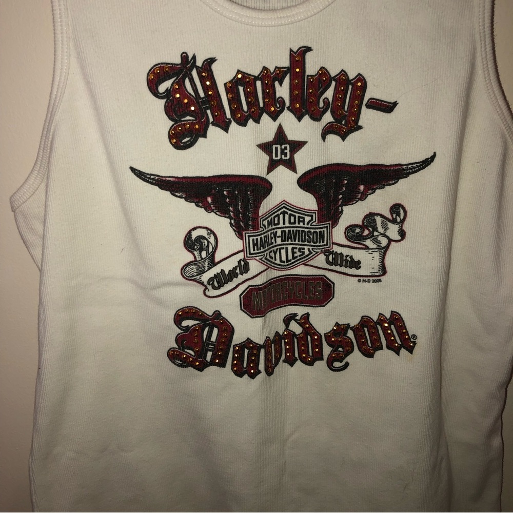 Vintage Y2K Harley Davidson Virginia Beach Rhinestone Tank - Picture 4 of 5